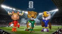 Tiga maskot resmi Piala Dunia 2026 yakni Maple the Moose, Zayu the Jaguar, dan Clutch the Bald Eagle