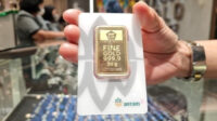 Emas batangan Antam dipamerkan di Butik Emas Logam Mulia