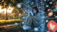 Ilustrasi Generasi Muda yang terpapar Anxiety efek Screentime media Sosial ( Foto_dikreasikan oleh AI)